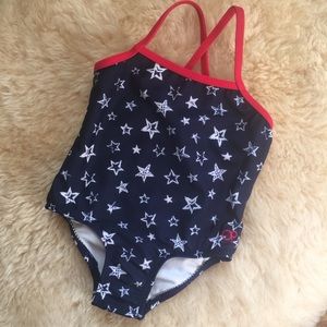 OP red, white, and blue swimsuit